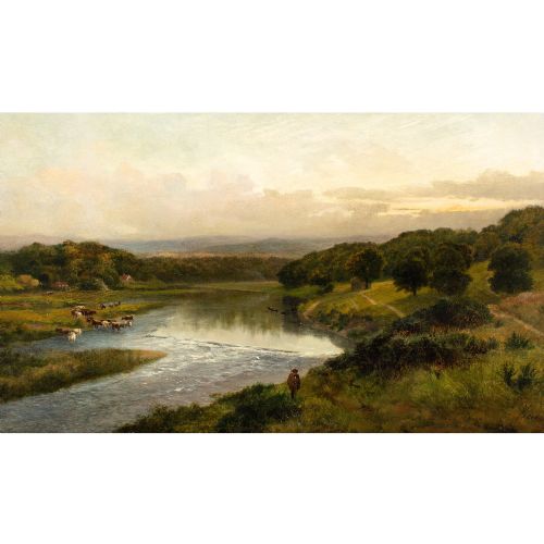JAMES PEEL ALONG THE WYE ANTIQUE OIL PAINTING - ADDITIONAL PHOTO 1