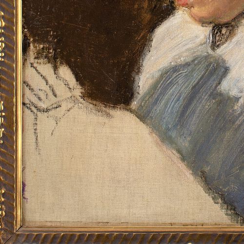 EARLY 20THCENTURY DANISH SCHOOL STUDY OF A WOMAN SEWING ANTIQUE OIL PAINTING - ADDITIONAL PHOTO 7
