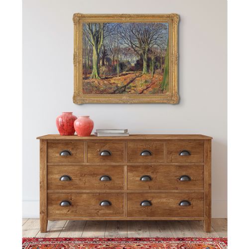 JAMES TORRINGTON BELL AUTUMNAL LANDSCAPE WITH DWELLINGS ANTIQUE OIL PAINTING - ADDITIONAL PHOTO 5