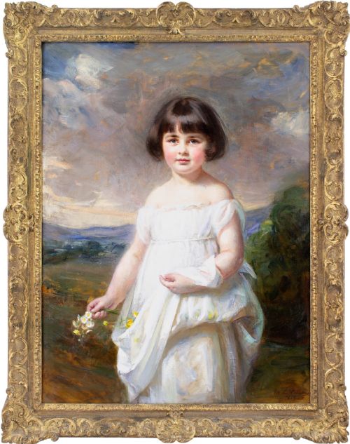 mary lemon waller portrait of doris b holloway antique oil painting - CATEGORY: ANTIQUE ART - DATED 1910