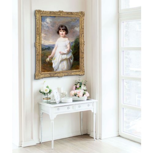 MARY LEMON WALLER PORTRAIT OF DORIS B HOLLOWAY ANTIQUE OIL PAINTING - ADDITIONAL PHOTO 1