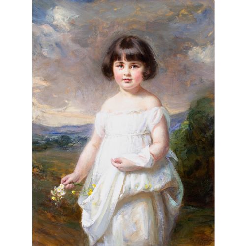 MARY LEMON WALLER PORTRAIT OF DORIS B HOLLOWAY ANTIQUE OIL PAINTING - ADDITIONAL PHOTO 2