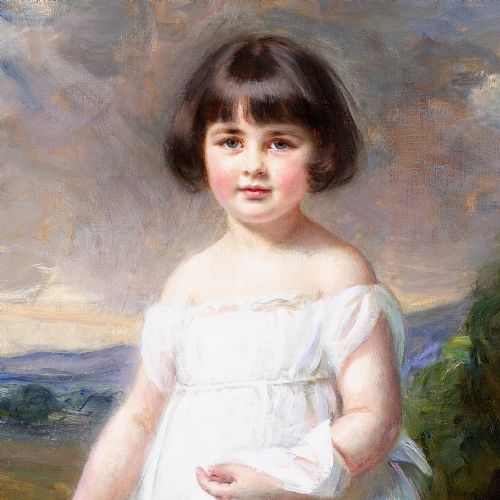 MARY LEMON WALLER PORTRAIT OF DORIS B HOLLOWAY ANTIQUE OIL PAINTING - ADDITIONAL PHOTO 4