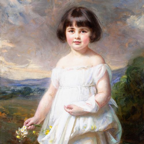 MARY LEMON WALLER PORTRAIT OF DORIS B HOLLOWAY ANTIQUE OIL PAINTING - ADDITIONAL PHOTO 6