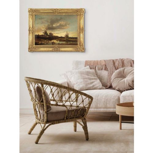 FRITZ HALBERGKRAUSS DACHAUER MOOS EVENING ANTIQUE OIL PAINTING - ADDITIONAL PHOTO 1