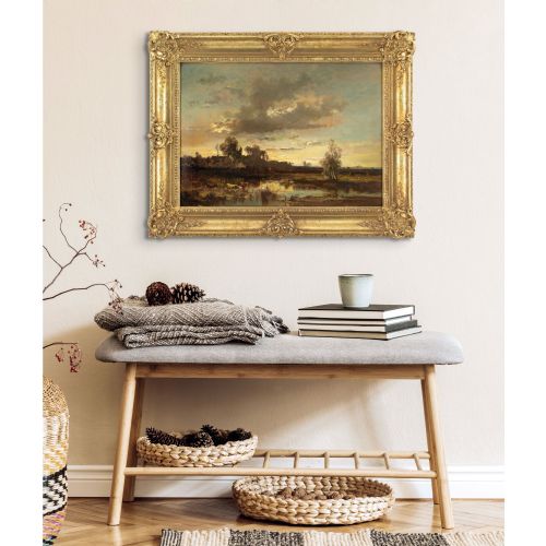 FRITZ HALBERGKRAUSS DACHAUER MOOS EVENING ANTIQUE OIL PAINTING - ADDITIONAL PHOTO 4