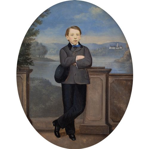 LATE 19THCENTURY GERMAN SCHOOL PORTRAIT OF A YOUNG MAN ANTIQUE OIL PAINTING - ADDITIONAL PHOTO 1