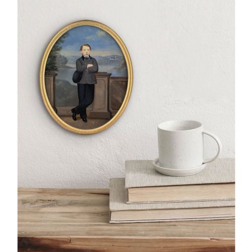 LATE 19THCENTURY GERMAN SCHOOL PORTRAIT OF A YOUNG MAN ANTIQUE OIL PAINTING - ADDITIONAL PHOTO 2