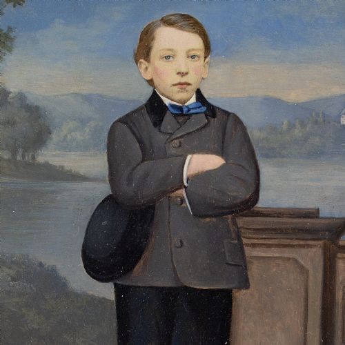 LATE 19THCENTURY GERMAN SCHOOL PORTRAIT OF A YOUNG MAN ANTIQUE OIL PAINTING - ADDITIONAL PHOTO 3