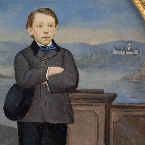 LATE 19THCENTURY GERMAN SCHOOL PORTRAIT OF A YOUNG MAN ANTIQUE OIL PAINTING - ADDITIONAL PHOTO 5