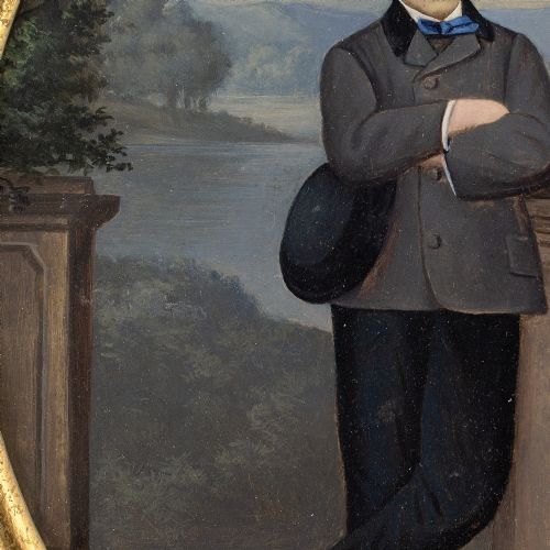 LATE 19THCENTURY GERMAN SCHOOL PORTRAIT OF A YOUNG MAN ANTIQUE OIL PAINTING - ADDITIONAL PHOTO 6