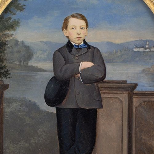 LATE 19THCENTURY GERMAN SCHOOL PORTRAIT OF A YOUNG MAN ANTIQUE OIL PAINTING - ADDITIONAL PHOTO 7