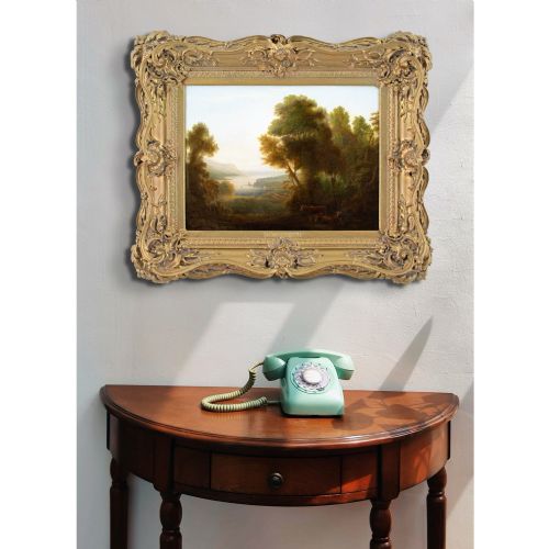 EARLY 19THCENTURY BRITISH SCHOOL ROMANTIC LANDSCAPE WITH BOATS CATTLE COASTAL VIEW ANTIQUE OIL PAINTING - ADDITIONAL PHOTO 1