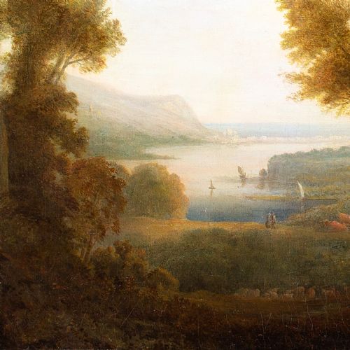 EARLY 19THCENTURY BRITISH SCHOOL ROMANTIC LANDSCAPE WITH BOATS CATTLE COASTAL VIEW ANTIQUE OIL PAINTING - ADDITIONAL PHOTO 7