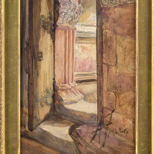 ALEXANDER FRASER JNR RSA A DOORWAY ROSSLYN CHAPEL ANTIQUE WATERCOLOUR - ADDITIONAL PHOTO 5