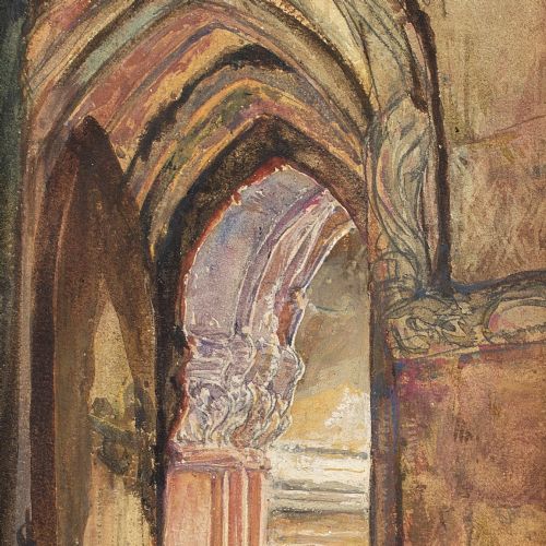 ALEXANDER FRASER JNR RSA A DOORWAY ROSSLYN CHAPEL ANTIQUE WATERCOLOUR - ADDITIONAL PHOTO 6