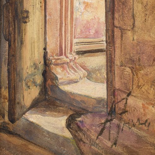 ALEXANDER FRASER JNR RSA A DOORWAY ROSSLYN CHAPEL ANTIQUE WATERCOLOUR - ADDITIONAL PHOTO 7