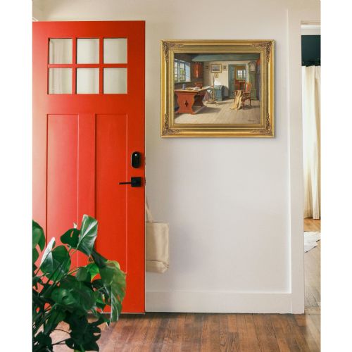 C SRENSEN INTERIOR WITH SPINNING WHEEL OIL PAINTING - ADDITIONAL PHOTO 1