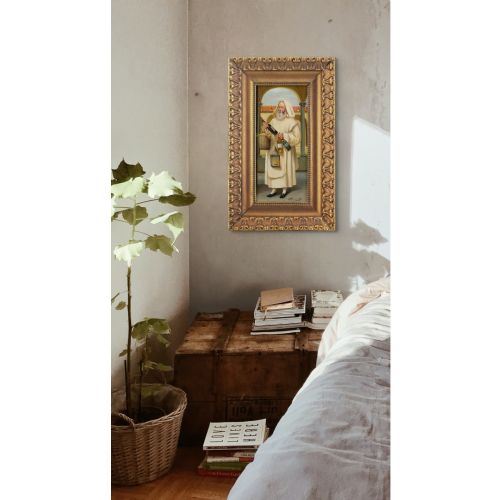 CARLO FRANCOLINI PORTRAIT OF A CARTHUSIAN MONK HOLDING WINE ANTIQUE OIL PAINTING - ADDITIONAL PHOTO 5