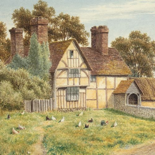 E WOOD FARMHOUSE NEAR GODALMING SURREY ANTIQUE WATERCOLOUR - ADDITIONAL PHOTO 6