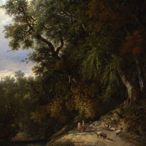 HENRY LADBROOKE SCENE NEAR WALSINGHAM NORFOLK ANTIQUE OIL PAINTING - ADDITIONAL PHOTO 3