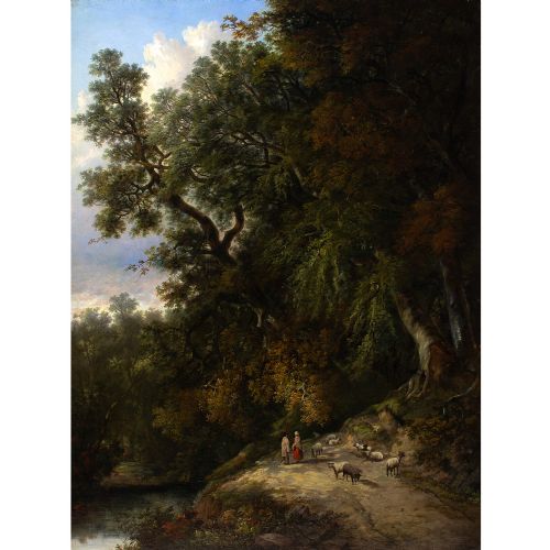 HENRY LADBROOKE SCENE NEAR WALSINGHAM NORFOLK ANTIQUE OIL PAINTING - ADDITIONAL PHOTO 5