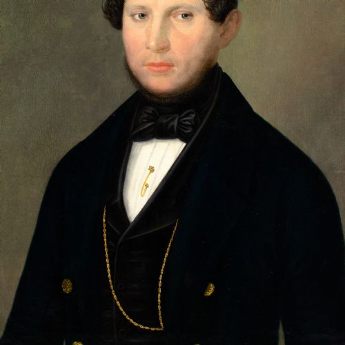 JOHANN PAUL EISENMEYER PORTRAIT OF A GENTLEMAN ANTIQUE OIL PAINTING - ADDITIONAL PHOTO 5