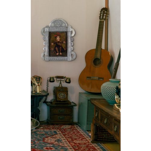 19TH CENTURY SPANISH COLONIAL SCHOOL RETABLO EL NINO DE ATOCHA ANTIQUE OIL PAINTING - ADDITIONAL PHOTO 4