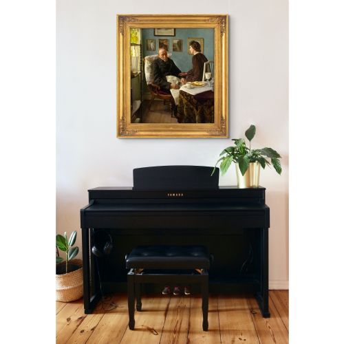 SOPHUS VERMEHREN INTERIOR WITH ELDERLY MAN SLEEPING ANTIQUE OIL PAINTING - ADDITIONAL PHOTO 1