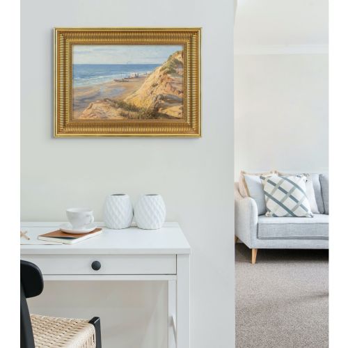 NIELS FREDERIK SCHITTZJENSEN VIEW FROM THE CLIFFS AT LNSTRUP BEACH ANTIQUE OIL PAINTING - ADDITIONAL PHOTO 2