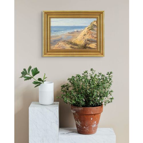NIELS FREDERIK SCHITTZJENSEN VIEW FROM THE CLIFFS AT LNSTRUP BEACH ANTIQUE OIL PAINTING - ADDITIONAL PHOTO 3