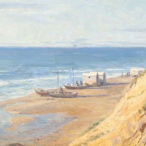 NIELS FREDERIK SCHITTZJENSEN VIEW FROM THE CLIFFS AT LNSTRUP BEACH ANTIQUE OIL PAINTING - ADDITIONAL PHOTO 6