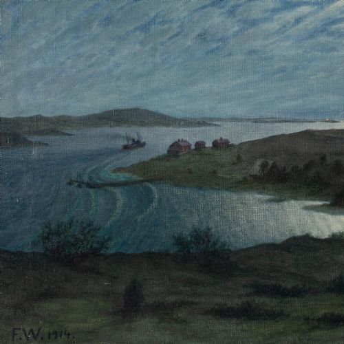 FILIP ARTUR WAHLSTRM VIEW OF LVSBORG FORTRESS ANTIQUE OIL PAINTING - ADDITIONAL PHOTO 7