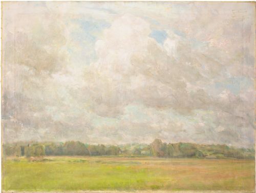 julius paulsen big clouds antique oil painting - CATEGORY: ANTIQUE ART - DATED 1930
