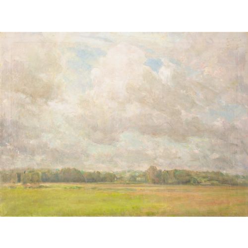 JULIUS PAULSEN BIG CLOUDS ANTIQUE OIL PAINTING - ADDITIONAL PHOTO 1