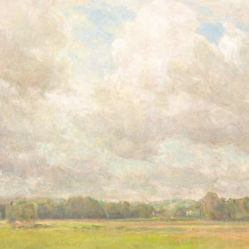 JULIUS PAULSEN BIG CLOUDS ANTIQUE OIL PAINTING - ADDITIONAL PHOTO 5