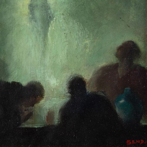 JEAN SEND THE PILGRIMS AT EMMAUS OIL PAINTING - ADDITIONAL PHOTO 2
