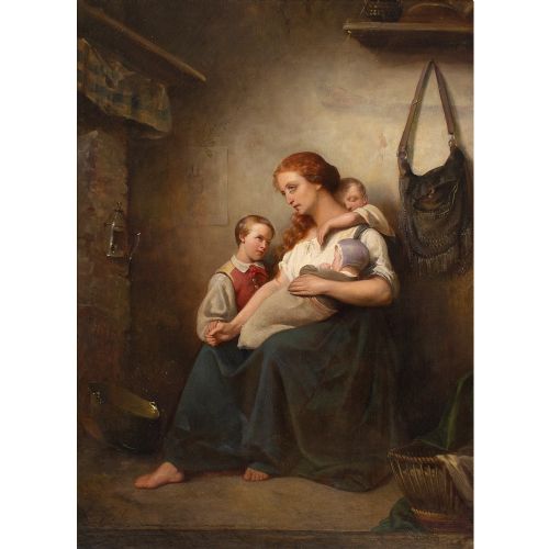 LEON GOUPIL MATERNIT MOTHERHOOD ANTIQUE OIL PAINTING - ADDITIONAL PHOTO 3