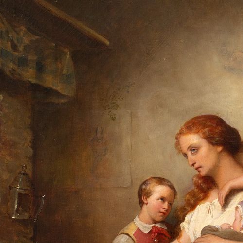 LEON GOUPIL MATERNIT MOTHERHOOD ANTIQUE OIL PAINTING - ADDITIONAL PHOTO 6