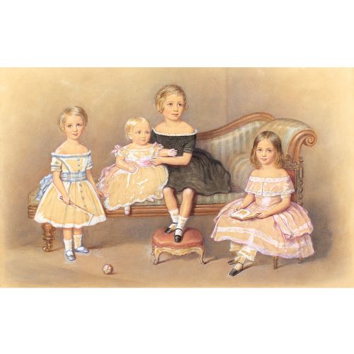 JOHN GEORGE INDERMAUR GROUP OF CHILDREN ANTIQUE WATERCOLOUR - ADDITIONAL PHOTO 1