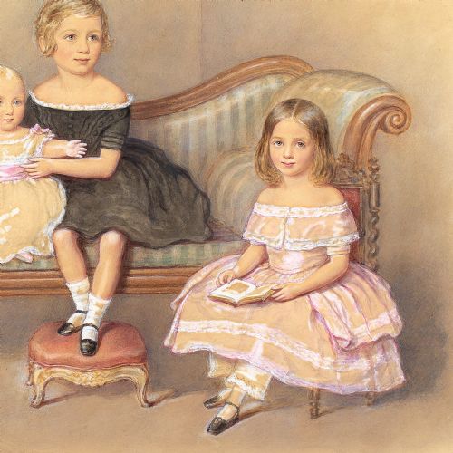 JOHN GEORGE INDERMAUR GROUP OF CHILDREN ANTIQUE WATERCOLOUR - ADDITIONAL PHOTO 3