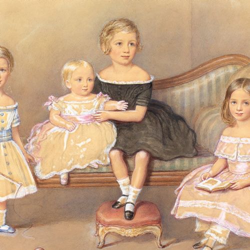 JOHN GEORGE INDERMAUR GROUP OF CHILDREN ANTIQUE WATERCOLOUR - ADDITIONAL PHOTO 4