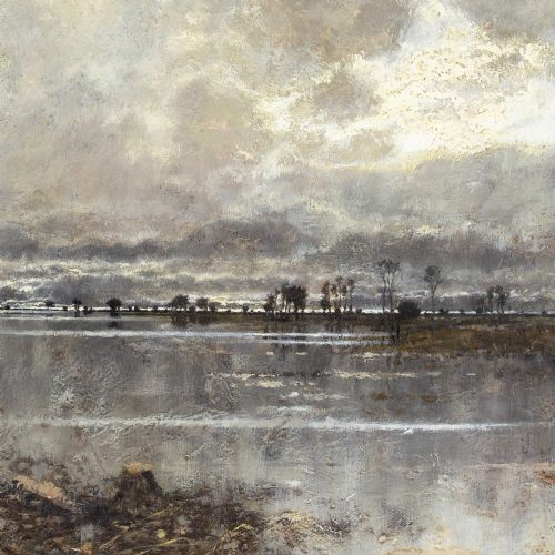 KARL HEFFNER FLOOD TIME ANTIQUE OIL PAINTING - ADDITIONAL PHOTO 5