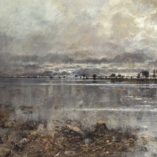 KARL HEFFNER FLOOD TIME ANTIQUE OIL PAINTING - ADDITIONAL PHOTO 7