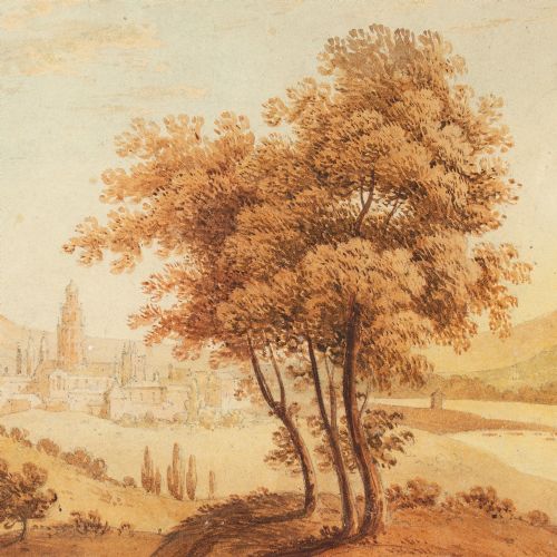 JOHN VARLEY OWS ATTRIBUTED ITALIANATE LANDSCAPE WITH FIGURES ANTIQUE WATERCOLOUR - ADDITIONAL PHOTO 6