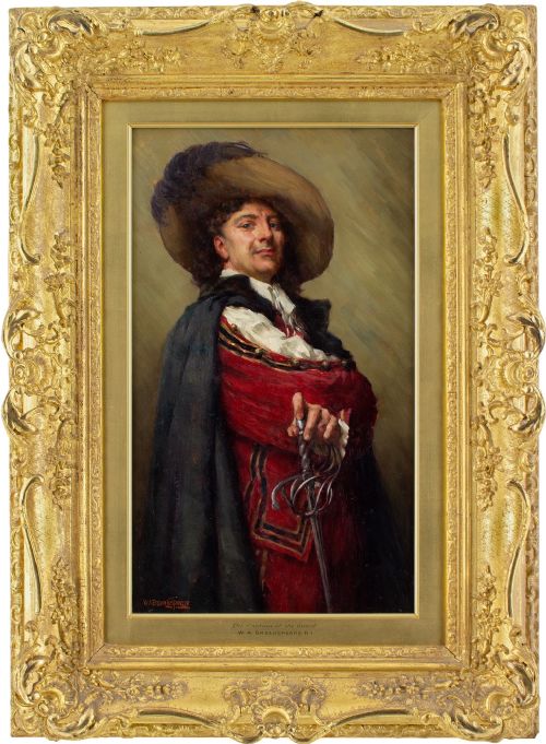 william arthur breakspeare rba rbsa roi the captain of the guard antique oil painting - CATEGORY: ANTIQUE ART - DATED 1900