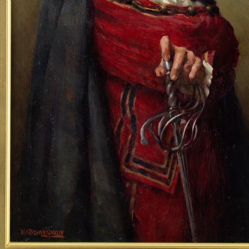 WILLIAM ARTHUR BREAKSPEARE RBA RBSA ROI THE CAPTAIN OF THE GUARD ANTIQUE OIL PAINTING - ADDITIONAL PHOTO 7