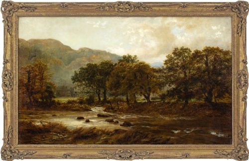 Robert Gallon, Brook & River - Antique Oil Painting