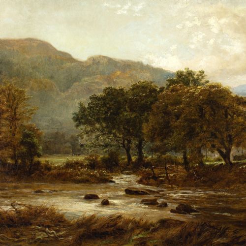 fig 4. Robert Gallon, Brook & River - Antique Oil Painting