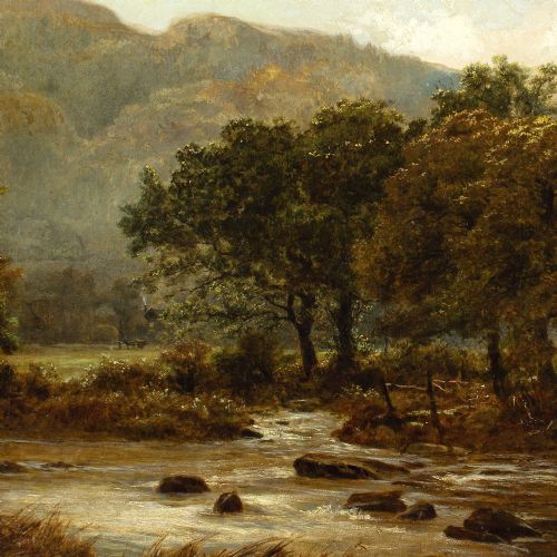 fig 6. Robert Gallon, Brook & River - Antique Oil Painting